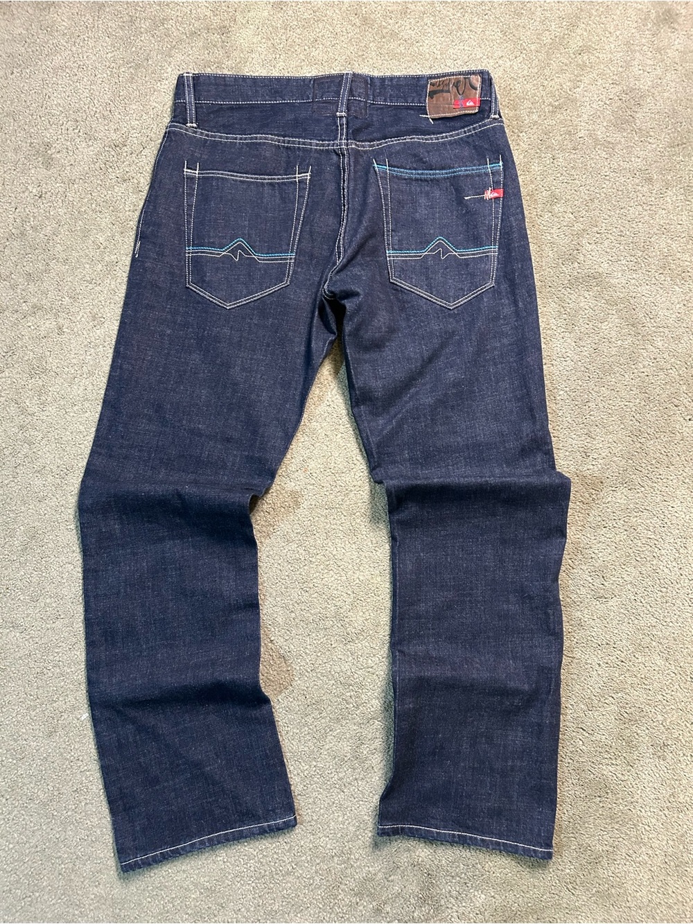 Vintage 90s Quiksilver Baggy Y2K Jeans Embroidered Size 33x30 Surf